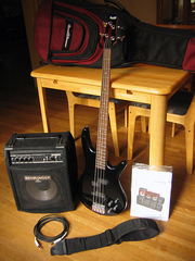 Ibanez GSR200 4-string bass and accessories